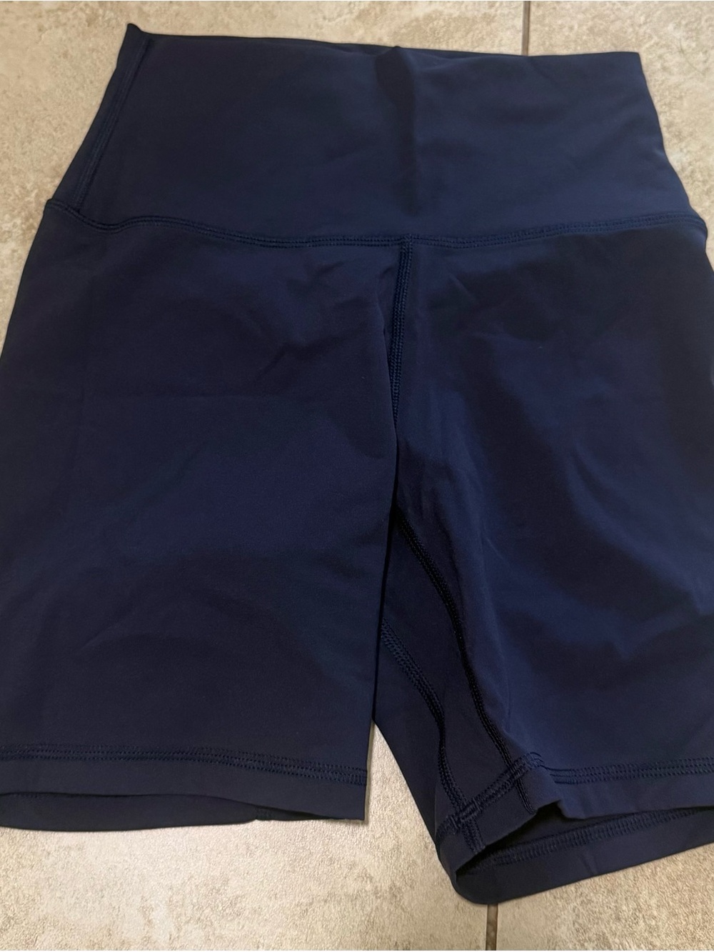Navy High-Waist Performance Bike Shorts